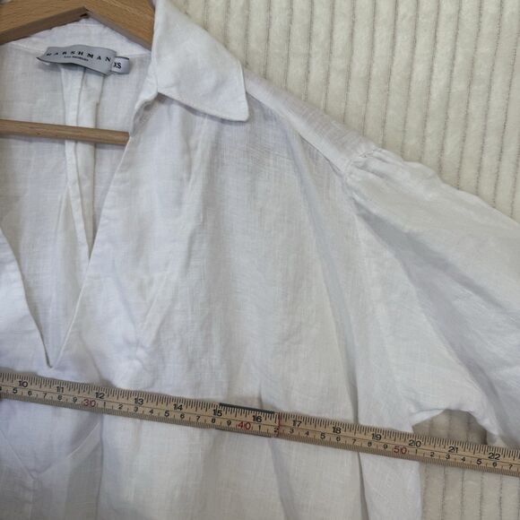 Harshman White Collared Shirt Sleeve Oversized Tunic Size XS Boho - Picture 5 of 10